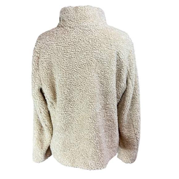 PENDLETON Ivory Fleece Full Zip Jacket Sz Large Wool Plaid‎ Lined Sherpa Coat - Picture 7 of 12